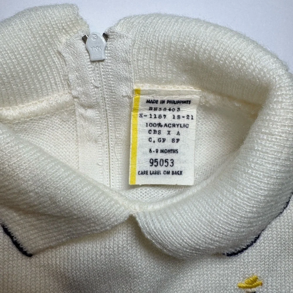 Vintage White Collared Romper Size 6-9M